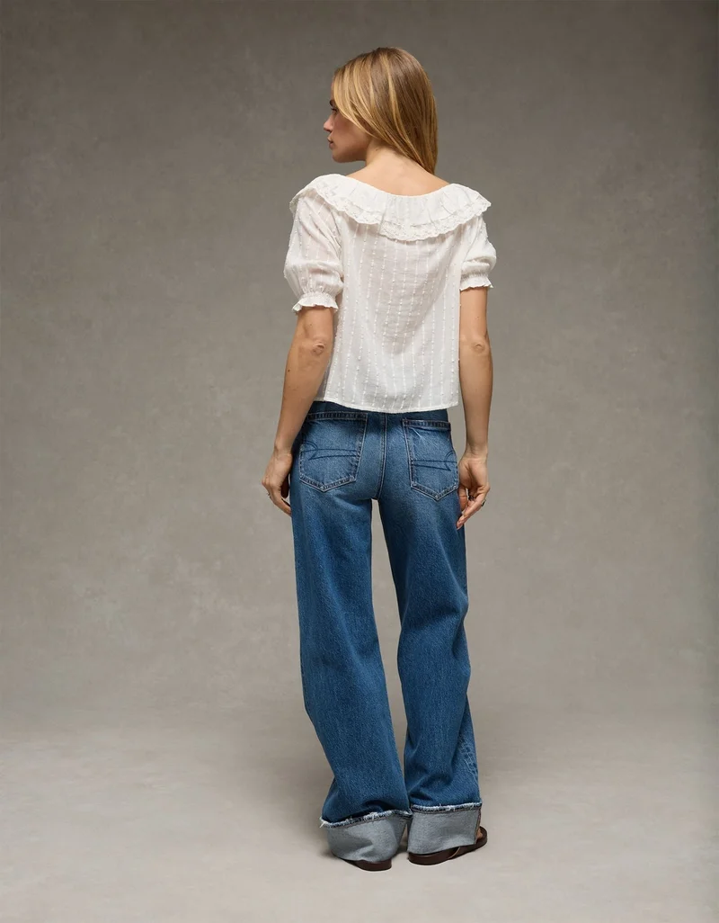 American Eagle AE Ruffle Lace Blouse